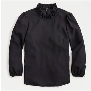 j crew Long-sleeve ruffleneck top in black S